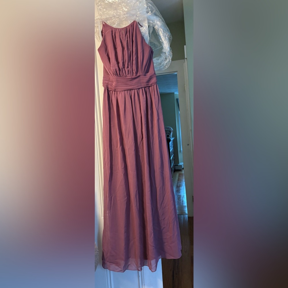 High-Neck Chiffon Dress with Keyhole